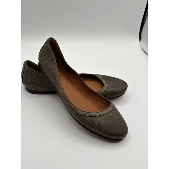 Frye Carson Ballet Flats Women's 9 Brown Leather Slip On Distressed Grey - Picture 12 of 12